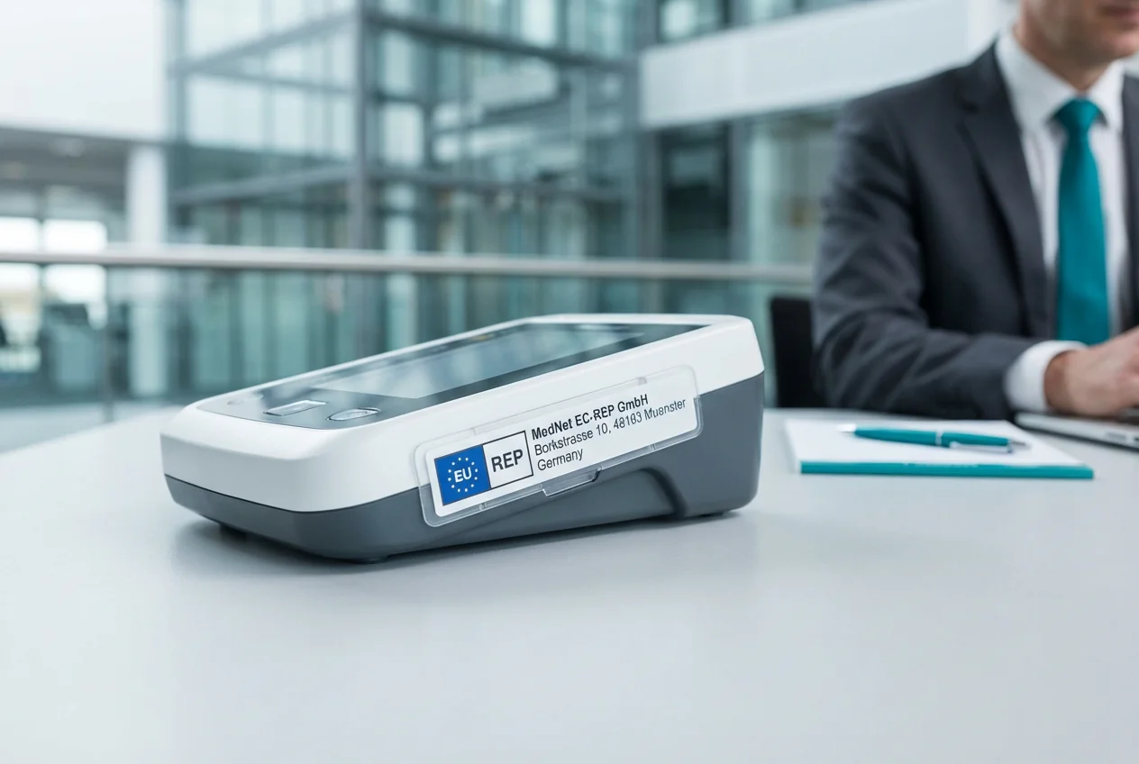 Medical device bearing the EU REP marking from MedNet EC-REP as proof of market access